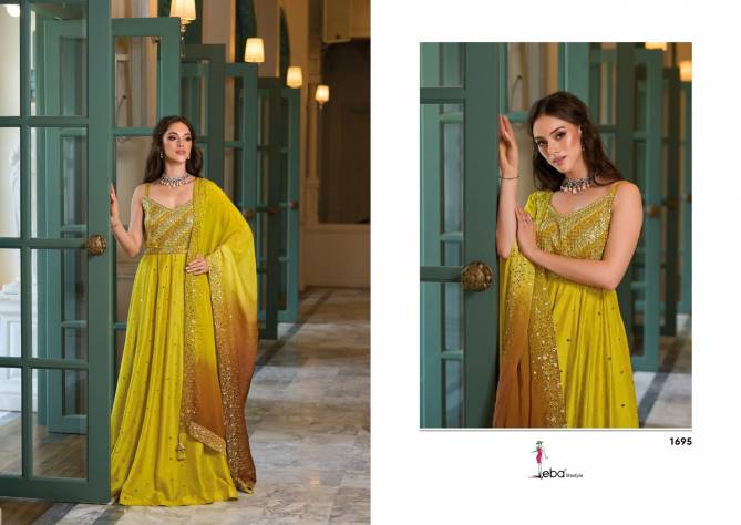 Arisha By Eba Silk Designer Wedding Wear Readymade Gown With Dupatta Wholesale Online
